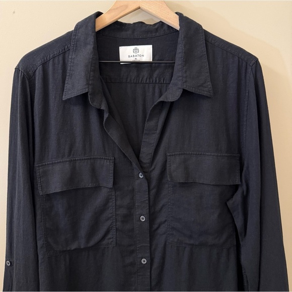 Babaton Aritzia Utility Linen Shirt size XL in black summer cruise relaxed fit - Picture 7 of 14